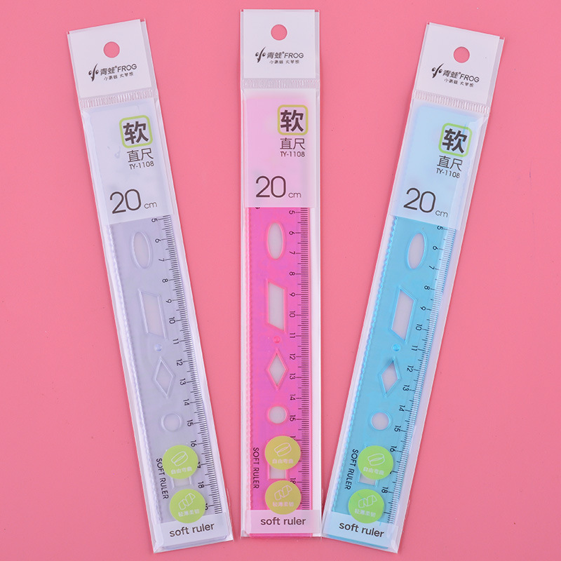 15cm hollow flexible ruler, colorful transparent scale with wavy holes, bendable and flexible ruler