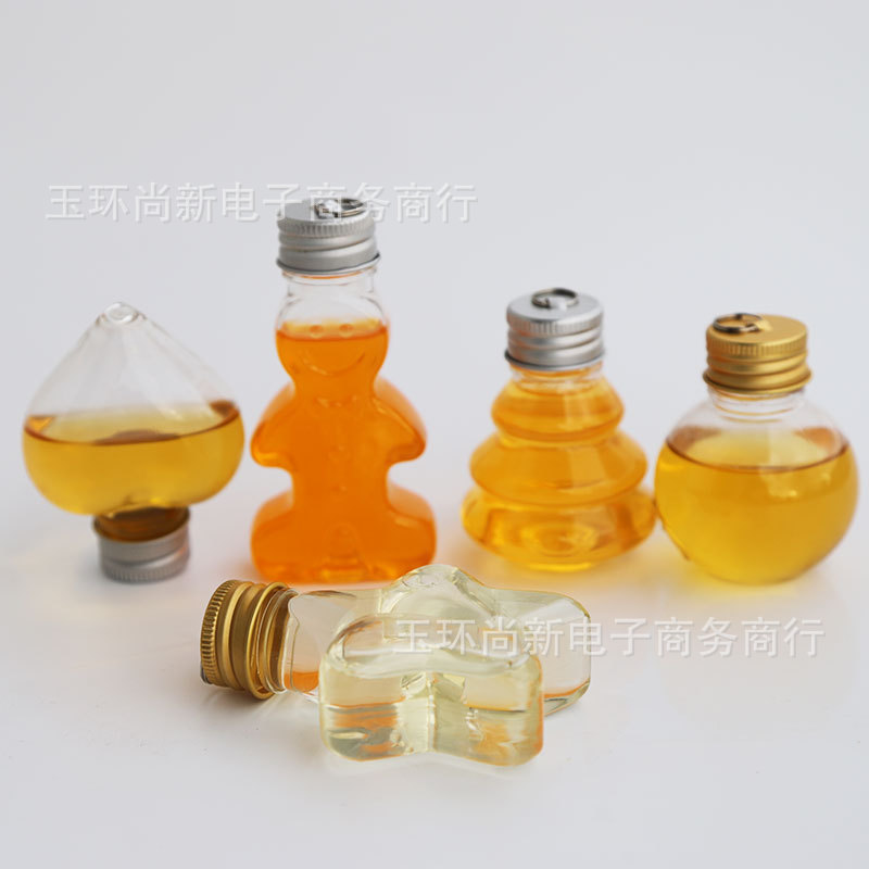 50ml姜饼人圣诞树爱心五角星星挂饰透明塑料瓶冷饮奶茶试用小容量