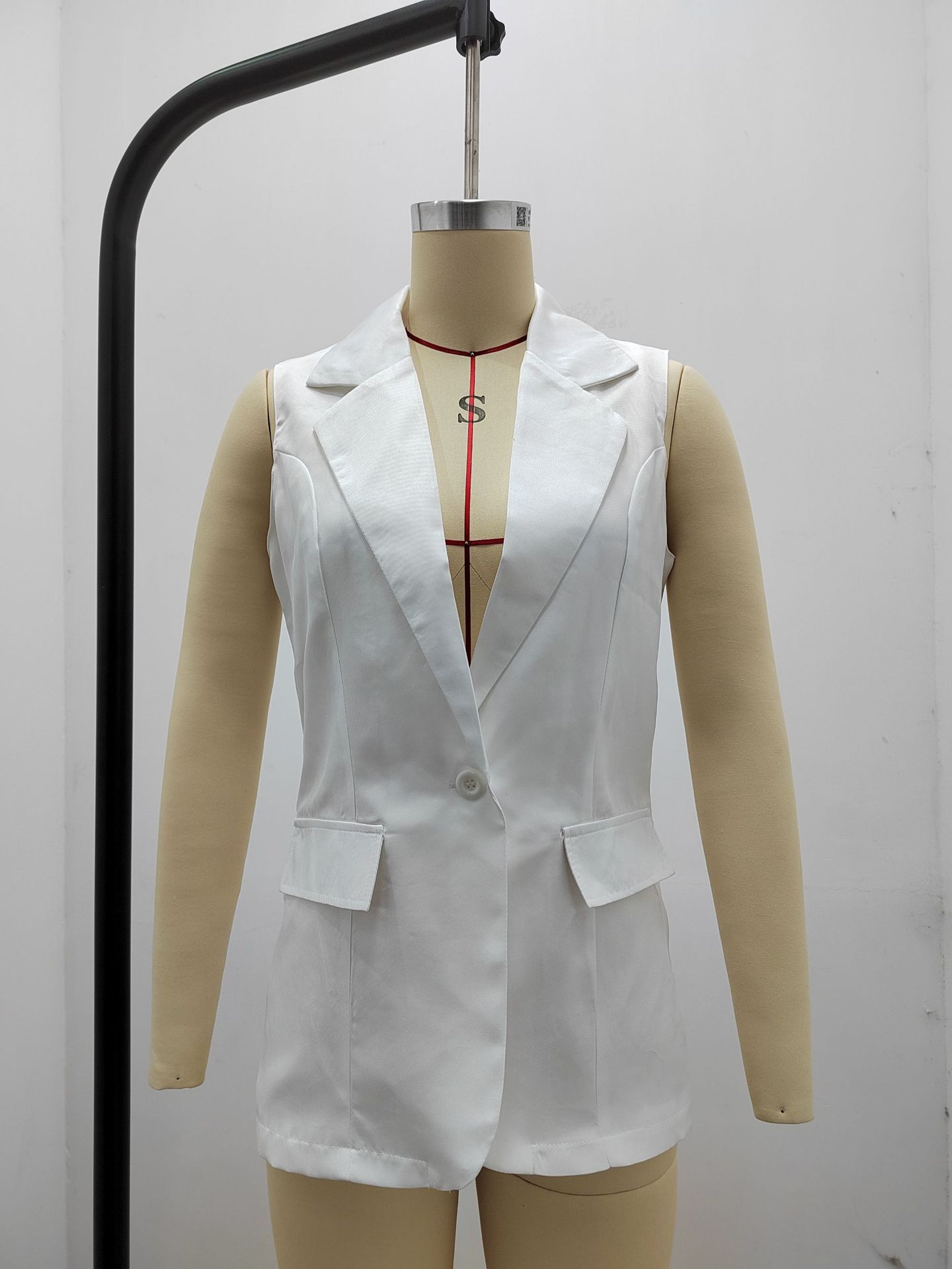 Chaleco Blazer sin Mangas de Poliéster Corte Holgado para Oficina