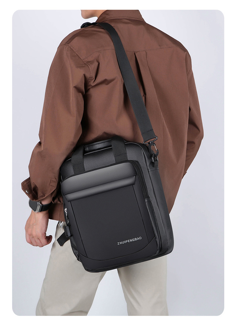2025 Fashionable men's handbag, business casual single-shoulder bag, Oxford fabric crossbody, large capacity multi-functional briefcase undefined