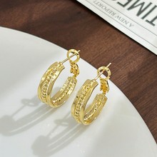 丽银金属冷淡休闲风几何圆形耳圈简约百搭耳环小众高级感耳饰批发