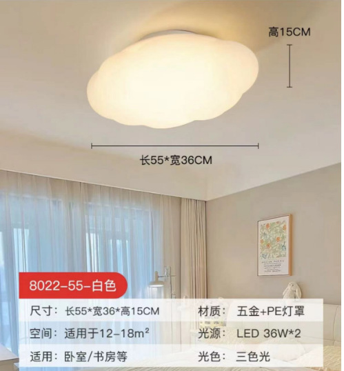 广东中山灯具温馨浪漫儿童房卧室灯原木奶油风花朵主卧房间吸顶灯|undefined