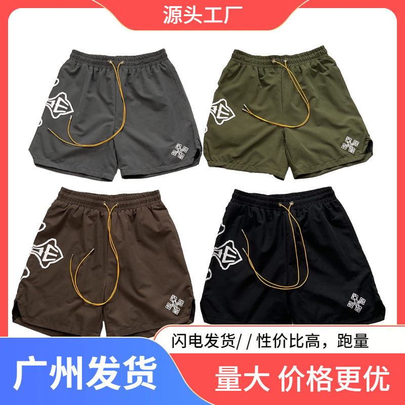 Summer American-style High Street RHUDE Niche Trendy Brand Letter Printing Nylon Quick-drying Casual Sports Breathable Shorts Five