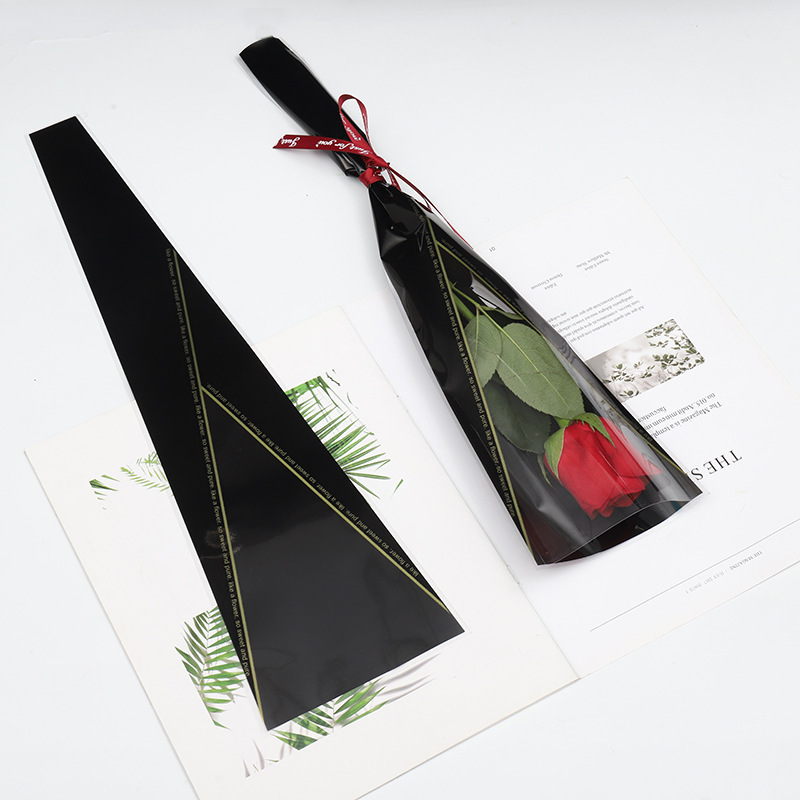 Nueva tienda de flores material de embalaje floral Día de San Valentín flor Rosa bolsa de embalaje ramo bolsa de triángulo corona bolsa individual