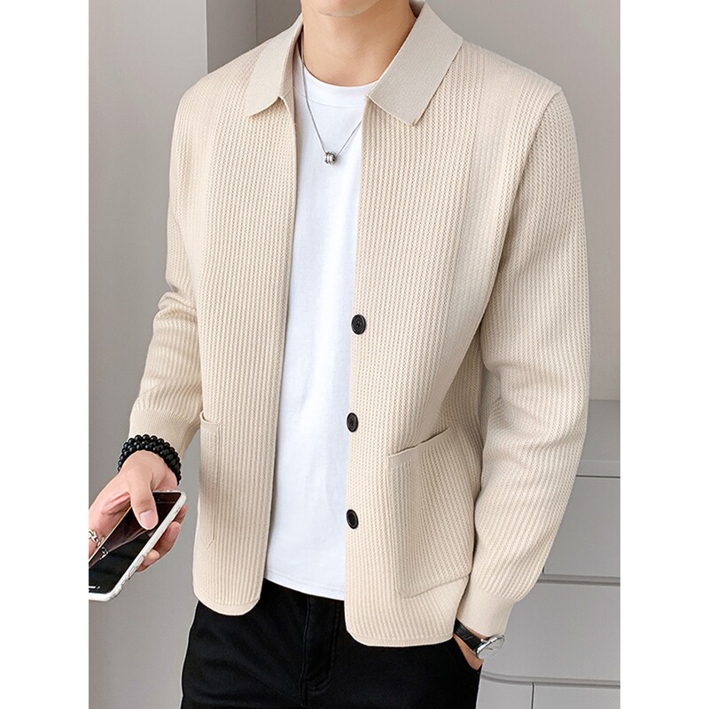 Men's Spring and Autumn Thin Casual Trendy Stylish Cardigan Knit Jacket High-Quality Top Clothing