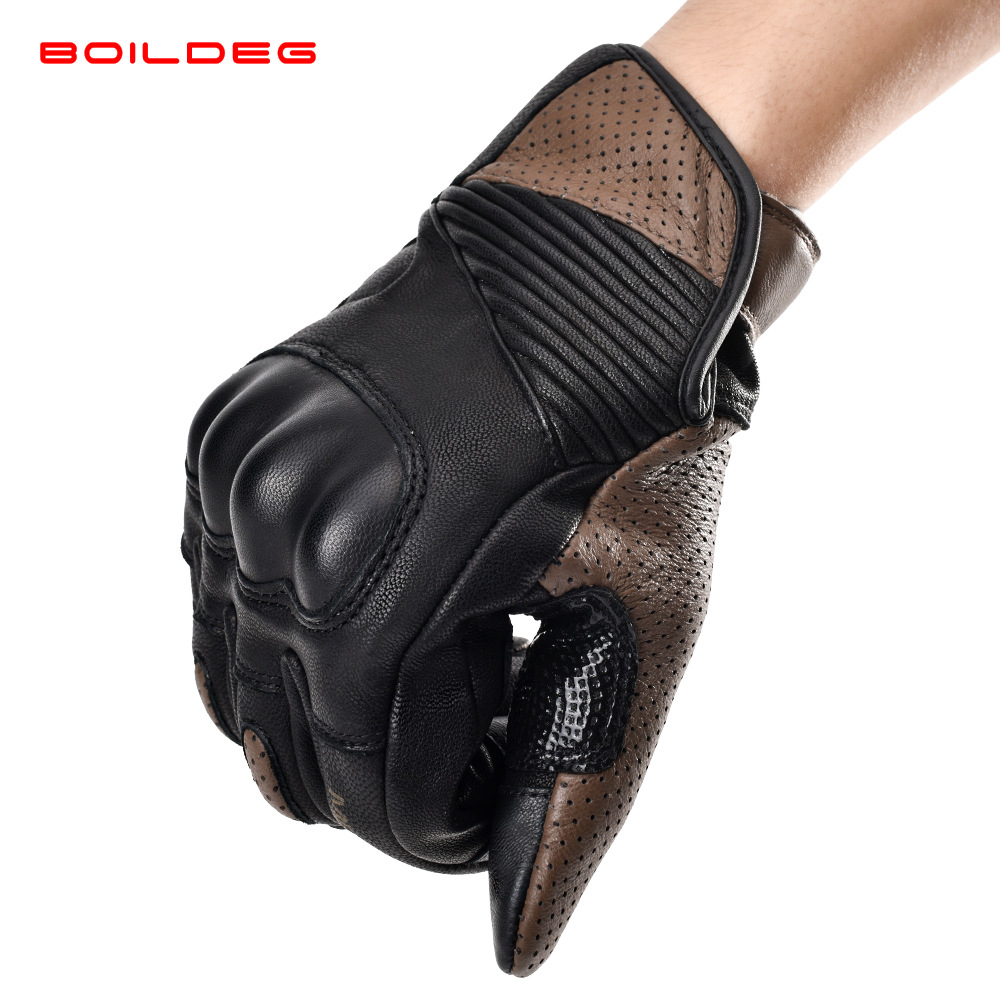 Motorcycle Gloves Cowhide Leather Protective Riding Equipment_voghion.com