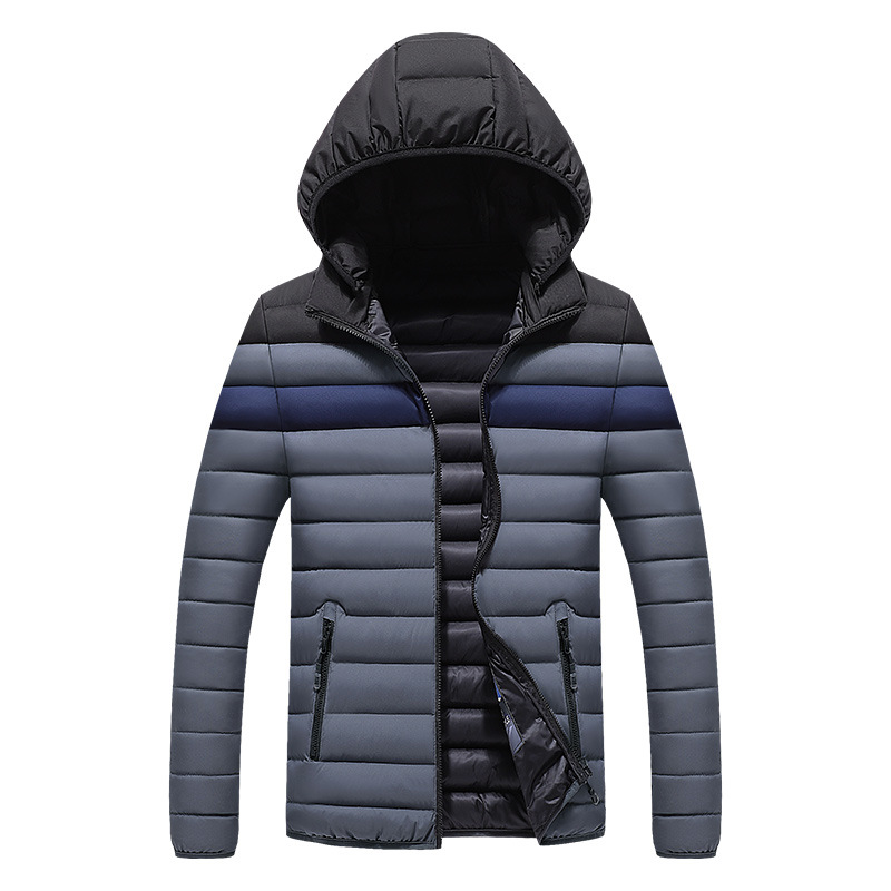 Chaqueta acolchada de algodón para hombres de invierno Abrigo acolchado de algodón de moda juvenil con chaqueta acolchada de algodón con capucha a juego de color blanco Comercio exterior transfronterizo