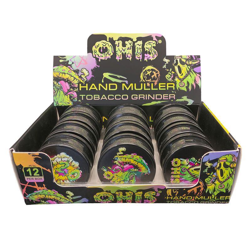 Ohis Black Ghost Head Series Pattern 60-3 Stripe Grinder Crusher Plastic Smoke Grinder