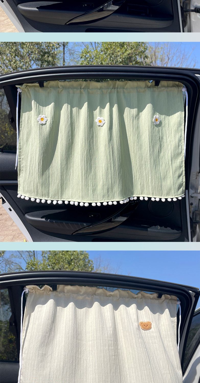 Fresh and Simple Car Window Sunshade Curtain, Sun Protection, All-Season Pull-Out Curtain with Suction Cups, Car Interior Privacy Curtain for Sleeping