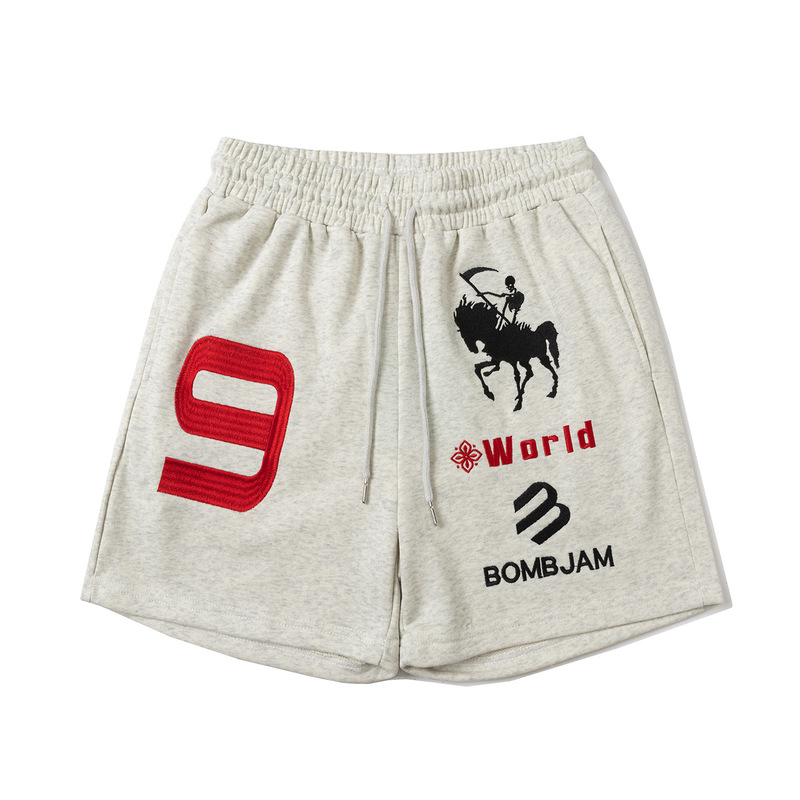 Zongchi Clothing American Retro Style Elastic Waist Letter Embroidery Sports Casual Loose Unisex Summer Shorts Zongchi Clothing American Retro Style Elastic Waist Letter Embroidery Sports Casual Loose Unisex Summer Shorts