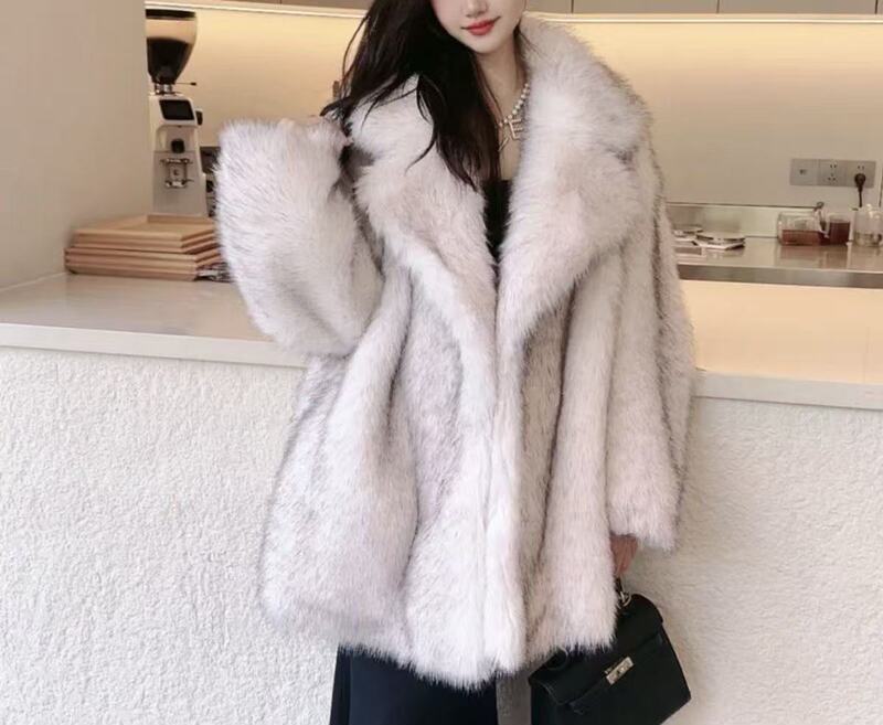 2025新款皮毛一体外套女高级感加厚仿狐狸毛高档显瘦气质外套外套|undefined