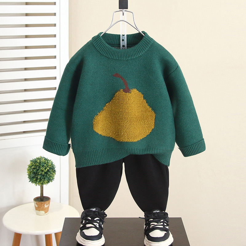 6684 ropa de otoño e invierno para niños suéter de cuello redondo para niños camisa de fondo gruesa fresca de moda 2025 nuevo suéter de bebé invierno