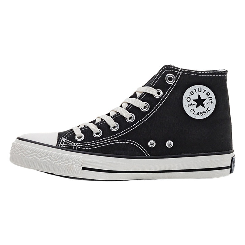 Zapatillas de lona para hombre, zapatillas de caña alta, zapatillas casuales de moda, nuevas zapatillas de tela para parejas de verano 2026, zapatillas vulcanizadas de color liso.