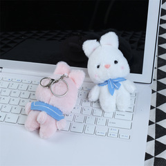 Cute fluffy bunny plush toy arcade machine mini bunny figure very adorable navy rabbit hanging ornament figurine keychain