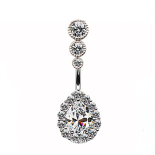 Gaby Europe and the United States cross-border water drop navel ring body puncture jewelry three zircon navel button navel nail