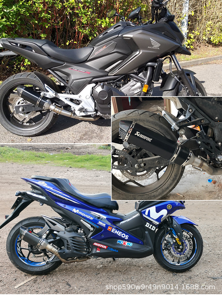 Suitable for Motorcycle Scooter Street Exhaust Modification 470mm Small Hexagonal Imitation Carbon Fiber Tail Section 51mm Universal