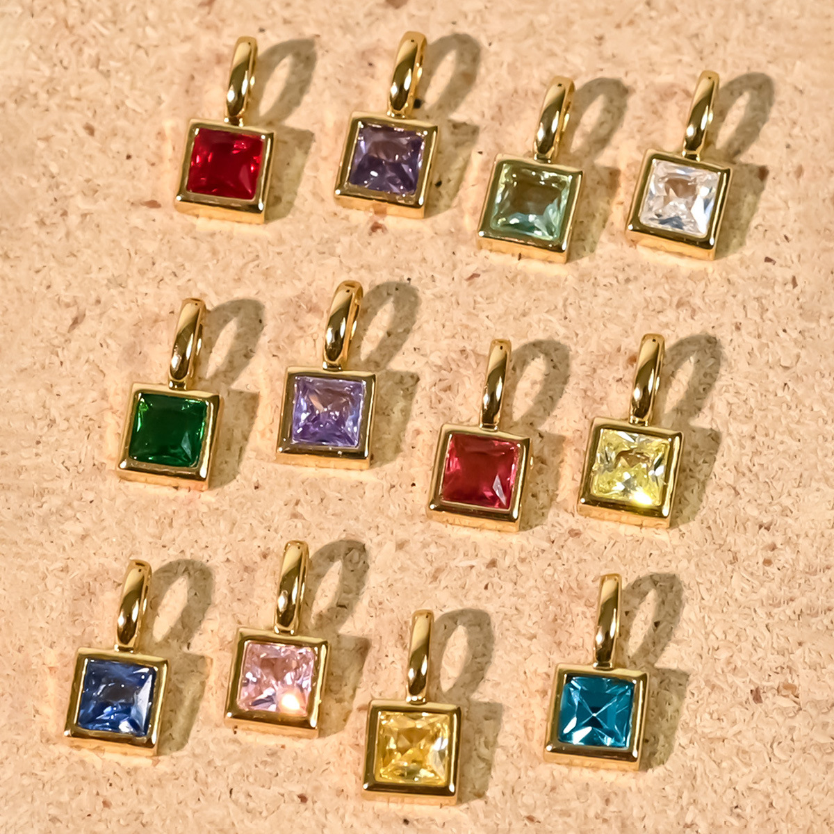 Gem Inlay Material 1 Piece Artificial Crystal Copper Square Pendant
