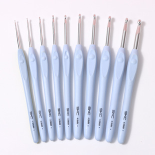skc blue soft handle crochet hand diy sweater knitting tool single head solid aluminum crochet sweater needle