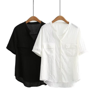 200 Jin Chubby MM Summer Joker Large Size Short Sleeve Top Korean Style Irregular Hem Cardigan Short Sleeve Shirt 616