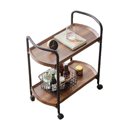 Hotel restaurant food delivery cart double-layer solid wood drink cart tea cart snack cart cake cart 4S store mobile trolley