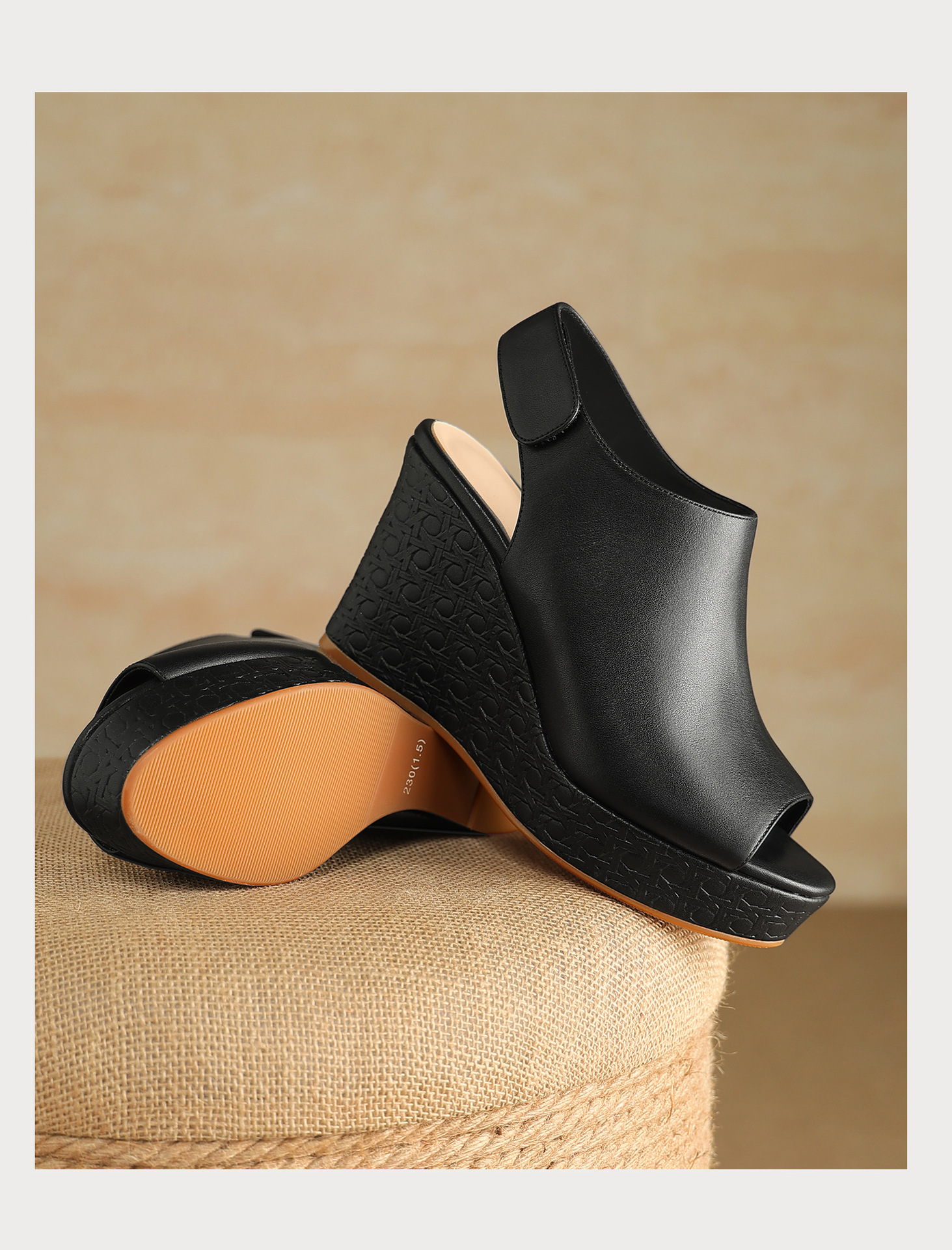 Sandal cao gót nữ quai ngang mũi hở đế xuồng gót 9 cm — màu đen, màu trắng ngà chi tiết 21