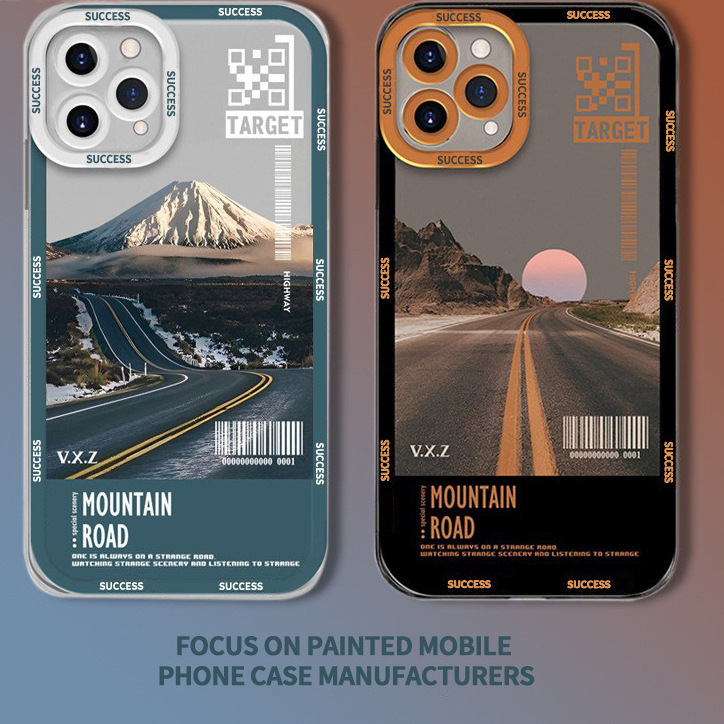 速卖通爆款iphone17promax苹果手机壳16男款雪山公路15透明超薄软