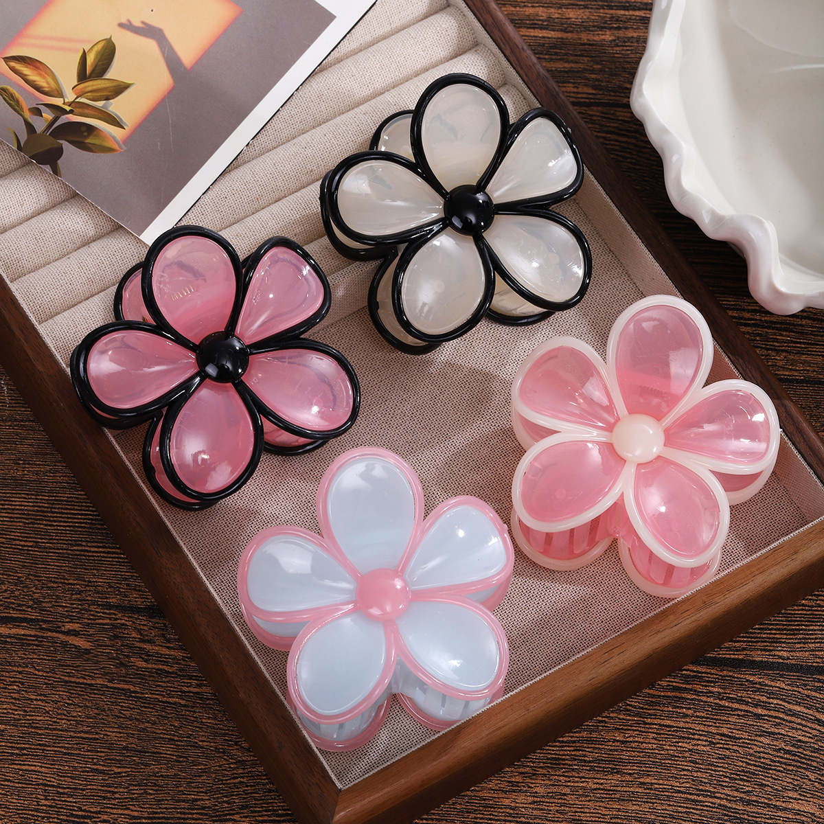 Huevo flor broca de pelo grande empalme dulce diaria textura tierna versátil retró placa de cabello adornamiento de cabello nueva flor coreana