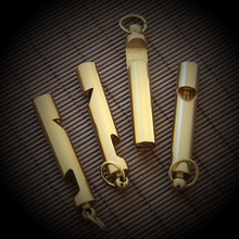 纯黄铜口哨钥匙扣挂件配件多功能开瓶器可吹响求生装备钥匙链挂饰