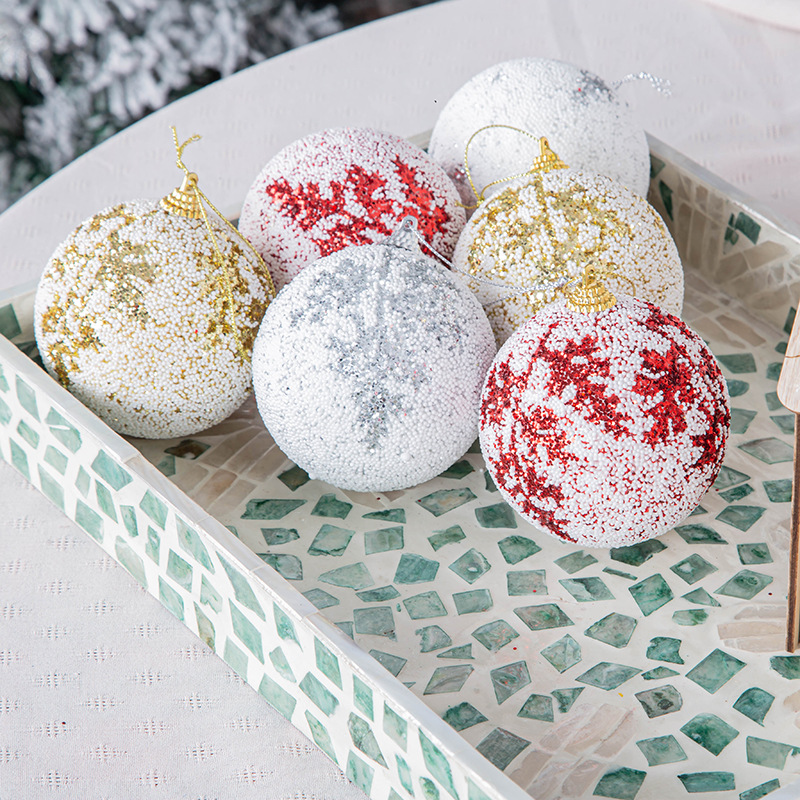 8cm una caja de 3 pequeña espuma con incrustaciones brillo Navidad árbol adornos Navidad bola hogar colgante