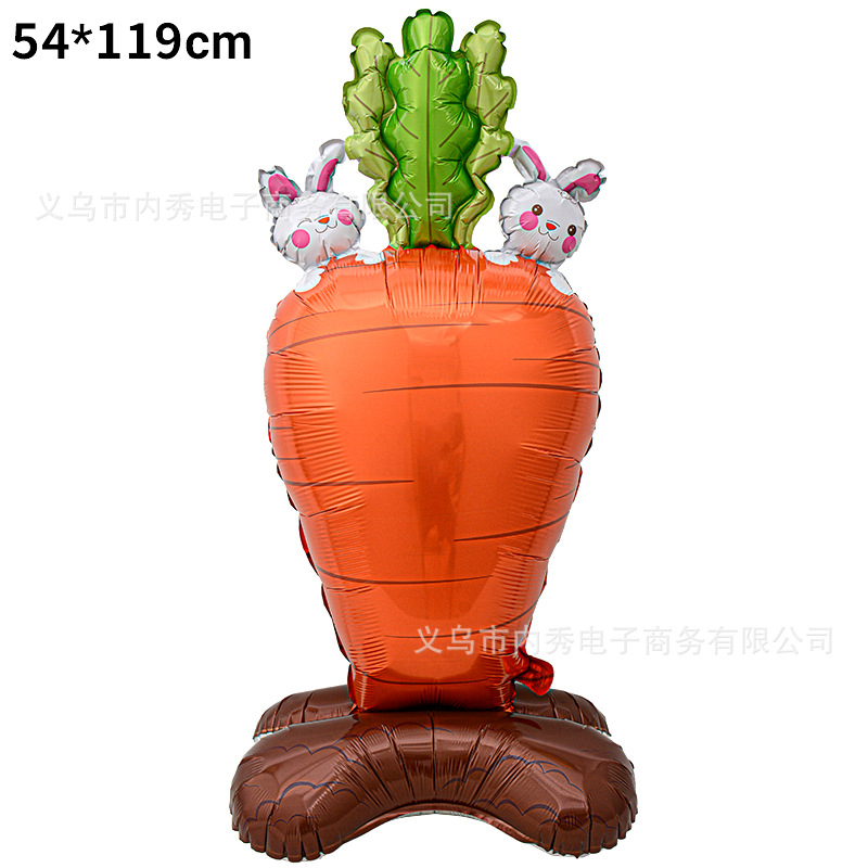 Pascua globo tridimensional base de pie globo de aluminio gran conejo huevo forma tema decoración