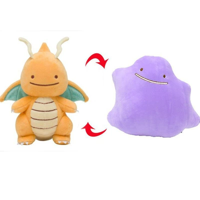 Transforming Pokémon Pillow: Double-Sided Dragon Plush Toy, Dragon Transforming into a Monster Plush Cushion