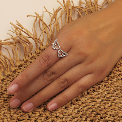 the republic of korea Korean Edition fashion Jewelry lovely zircon Angel Wings wing Opening Ring Ring lady Accessories