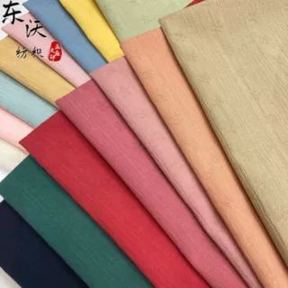 素色棉麻提花布料花朵暗纹中式透气亲肤复古童装汉服旗袍茶服面料