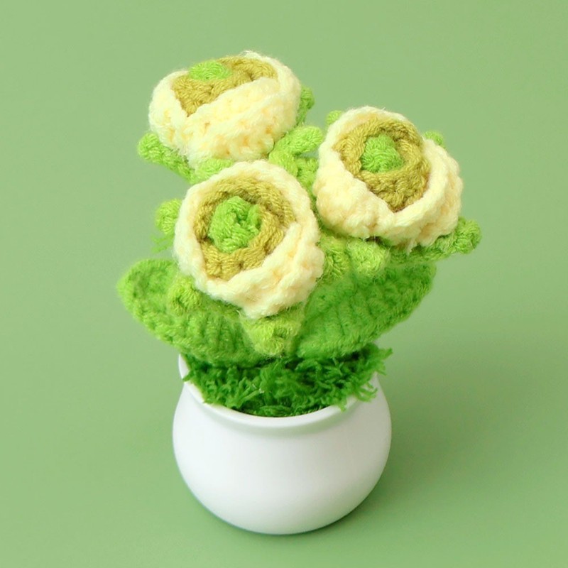完成したウールひまわり鉢植えスズラン造花チューリップデスクトップ装飾品バレンタインデー教師クラスメートギフト|undefined