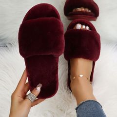 外国貿易毛皮のようなスリッパ女性の秋と冬の新しい屋内怠惰な一言ぬいぐるみスリッパフラット綿スリッパホーム卸売