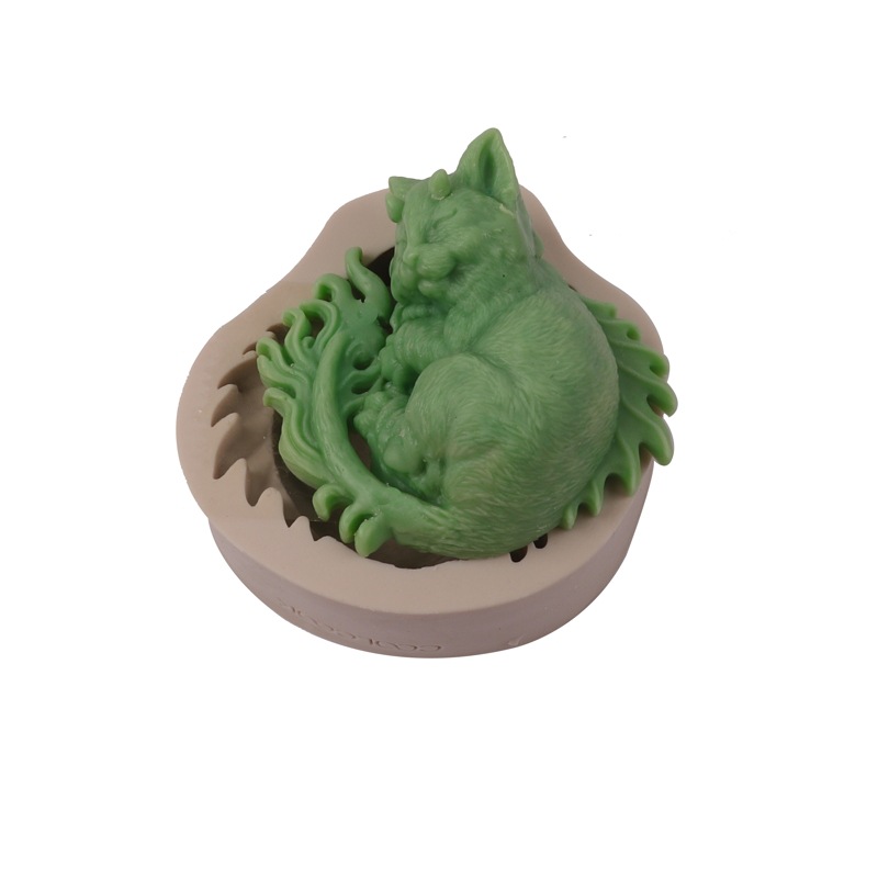 Jabón de jabón utensilios para hornear dormir diablo gato fondant molde de la torta aromaterapia decoración de yeso molde de silicona
