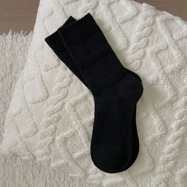 2025 Winter Thick Wool Women's Socks Solid Color Warm Mid-Calf Socks Home Maternity Floor Socks Long Slouch Socks