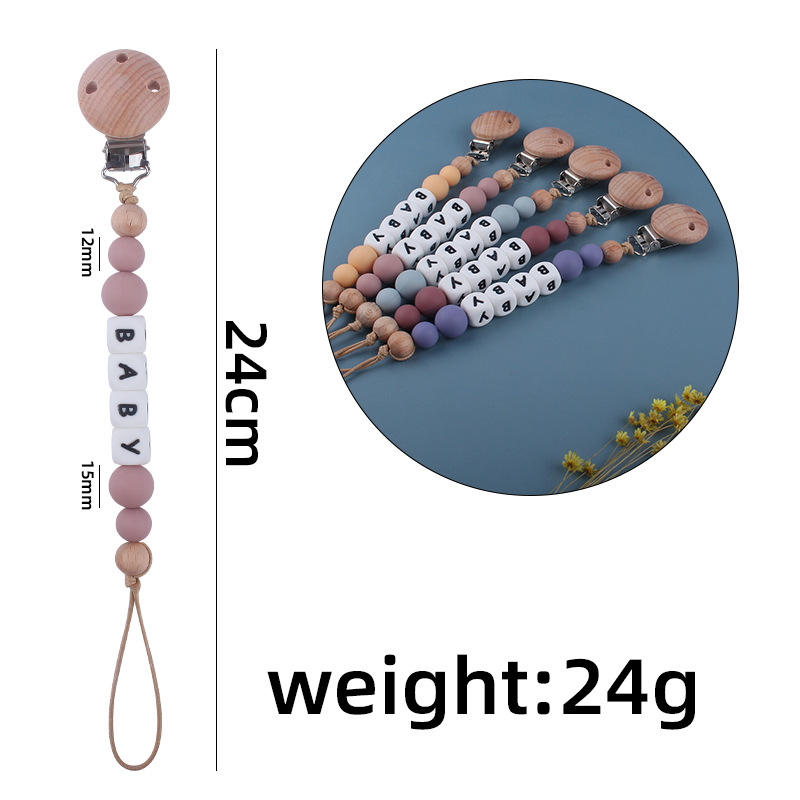 Nuevos suministros para bebés Haya agujero redondo clip bebé creativo DIY chupete Cadena de silicona mordedura de juguete cadena anti-caída