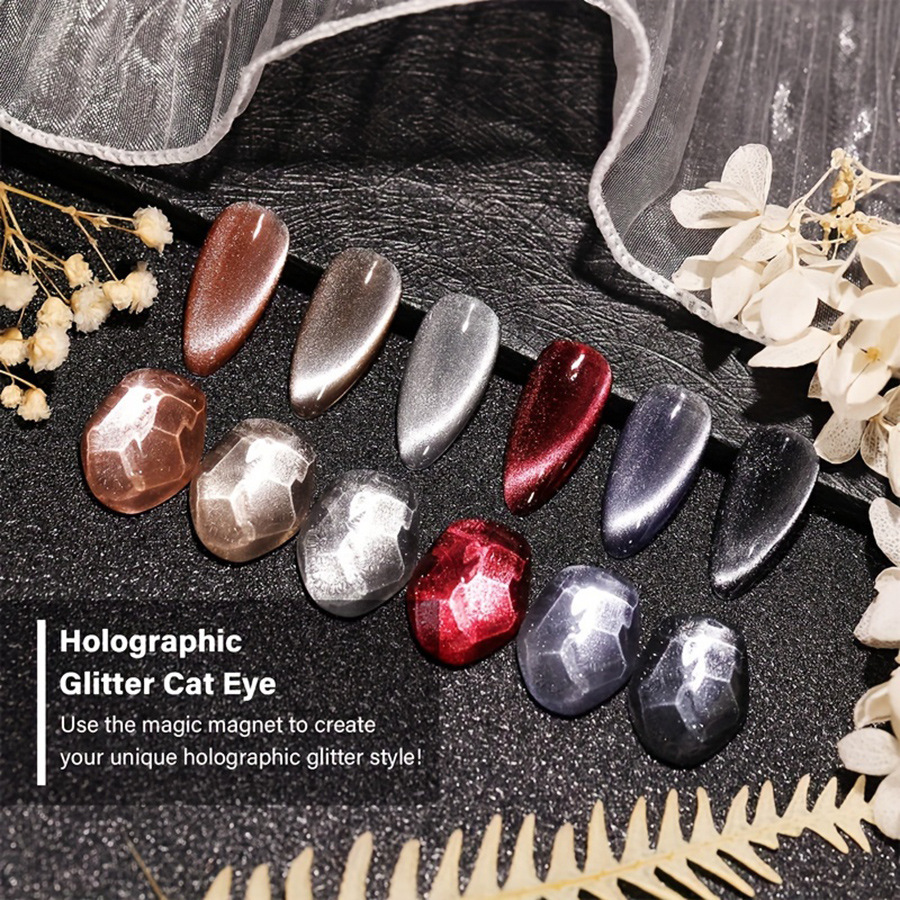 Ojo de gato esmalte de uñas pegamento 2023 nuevo Internet celebridad popular color hielo transparente satén gato ojo pegamento pequeño conjunto para el salón de uñas