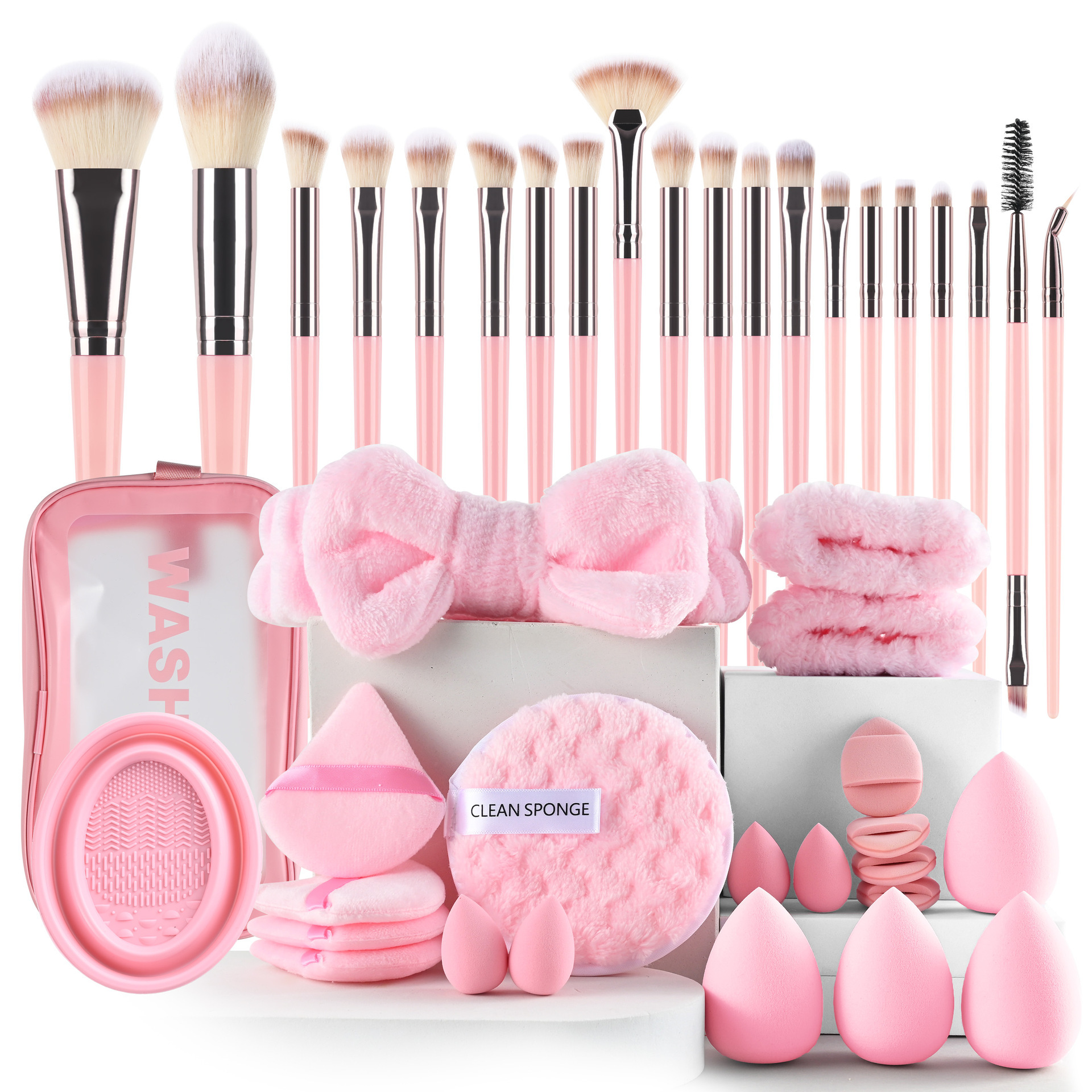 40pc set de herramientas de maquillaje de belleza de venta en caliente transfronteriza, un conjunto completo de 46 pinceles, una gran combinación de lavado de cara, maquillaje en polvo