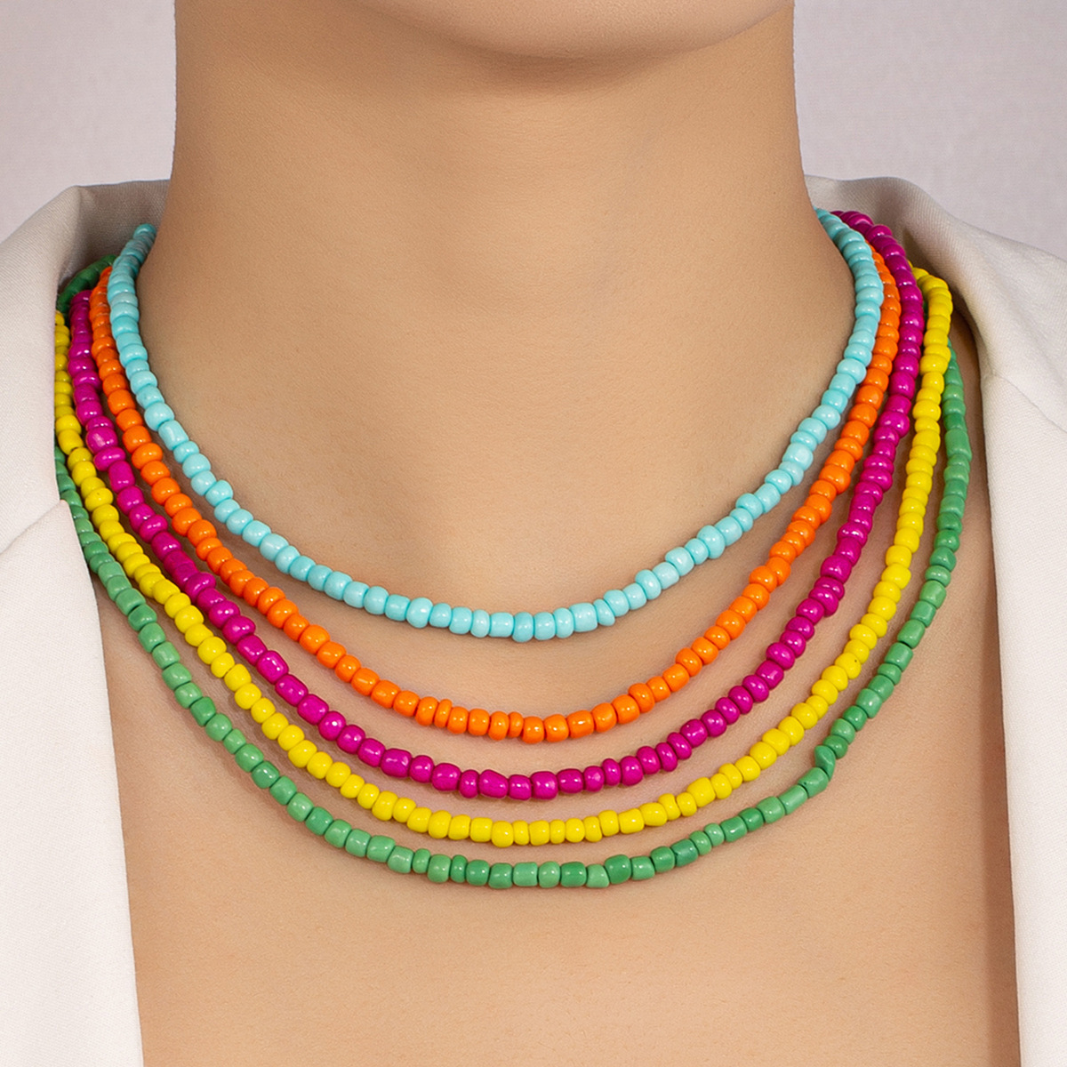 Simple Style Solid Color Alloy Beaded Choker display picture 1