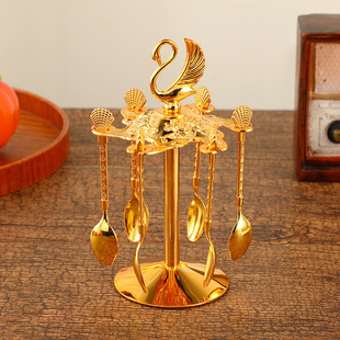 European-style Light Luxury Swan Spoon Rack Set Household Coffee Spoon Cake Spoon Tableware Five-star Hotel Dining Table Ornaments