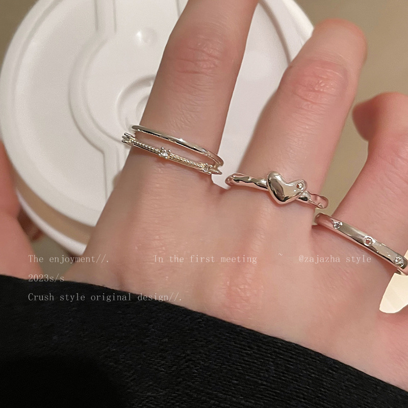 Heart-shaped Zircon Adjustable Ring For Women Minimalist Design_voghion.com