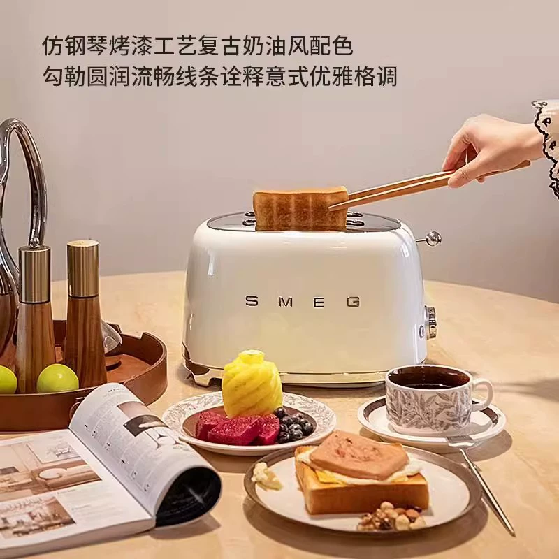 Smeg TSF01 Italian Retro Toaster, Two-Slice Toaster, Stainless Steel