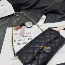 跨境小香风女包小众设计休闲行分链条钱包单肩斜挎女士包菱格纹