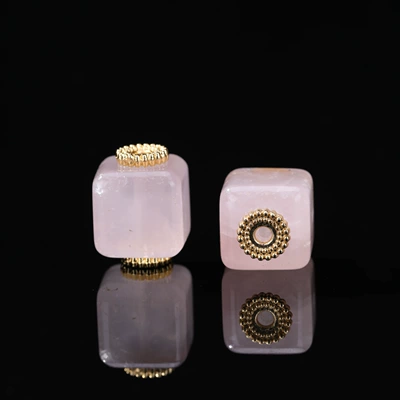 Natural Pink Crystal Multi-Style Carved Pendant Accessories DIY Sugar Cube Small Charms Bracelet Necklace Spacer Beads Accessories (Zərgərlik ara hissələri) - 1-sugar-cubes