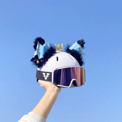 decoration: black and blue plush: Motosiklet dəbilqələri