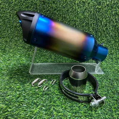 Motorcycle Exhaust Pipe Sc Duckbill Tail Section 675Sr Cbr400 Rc390 Imitation Street Running Horizon Universal (Motorcycle exhaust pipe) - half-blue-logo-on-the-right