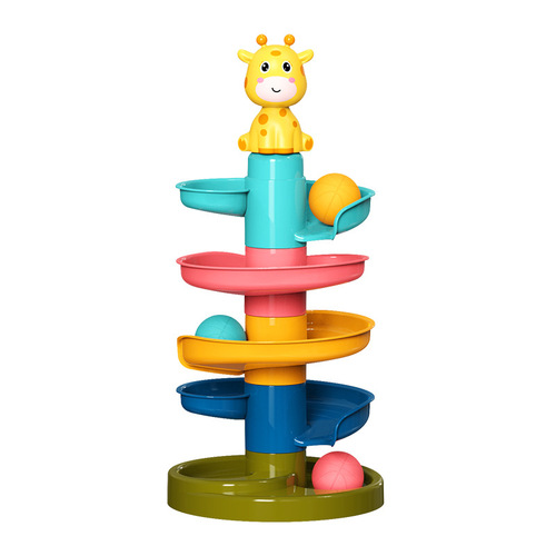 Children's Fun Track Slide Ball Tower Shooting Jenga Turning Baby Educational Early Education Rolling Ball Toy Kindergarten
