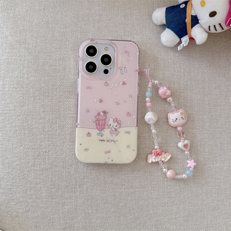 Niña ins brillo helado kt estéreo aplicable iphone16ProMax estéreo 14/15 Apple 13 cadena